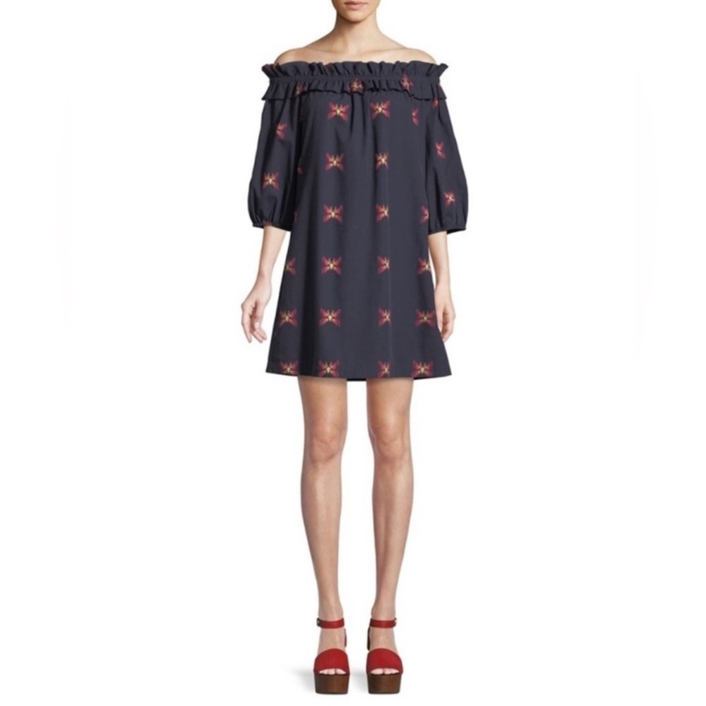Trina Turk Anthurium Butterfly Jacquard Off-the-Shoulder Mini Dress Size XS NWOT